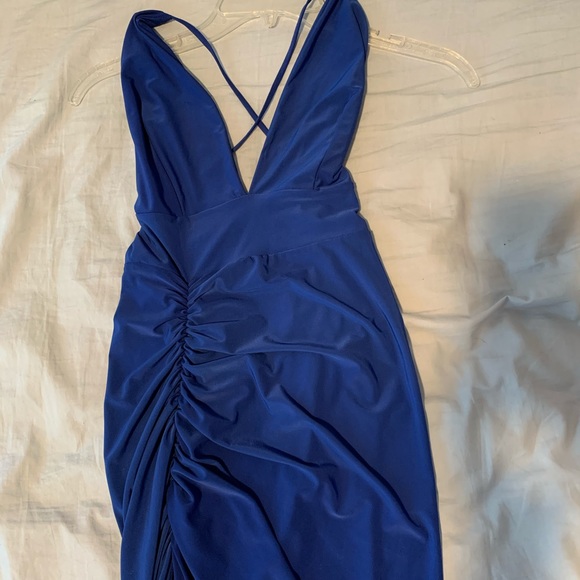 Royal Blue Long Dress with Slit - Picture 1 of 7